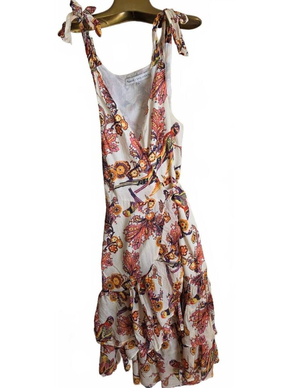 Madewell x Banjanan Floral Print Summer Wrap Dress with Tie Straps Size S